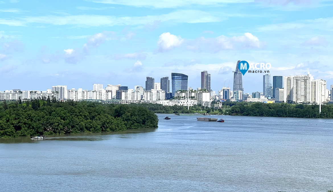 Saigon downtown view from Diamond Island