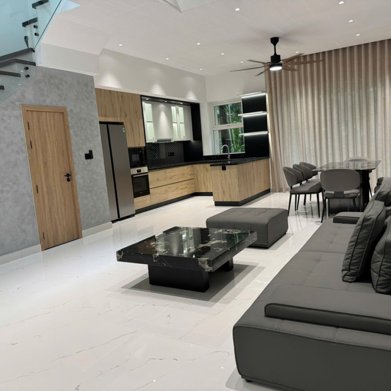 Semi-detached villa for rent in the Palm Residence compound with modern & luxury furnished